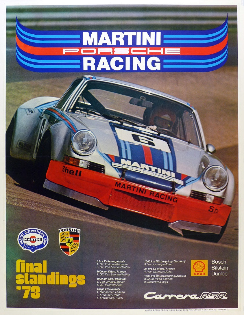 Final Standings 1973 Porsche Poster
