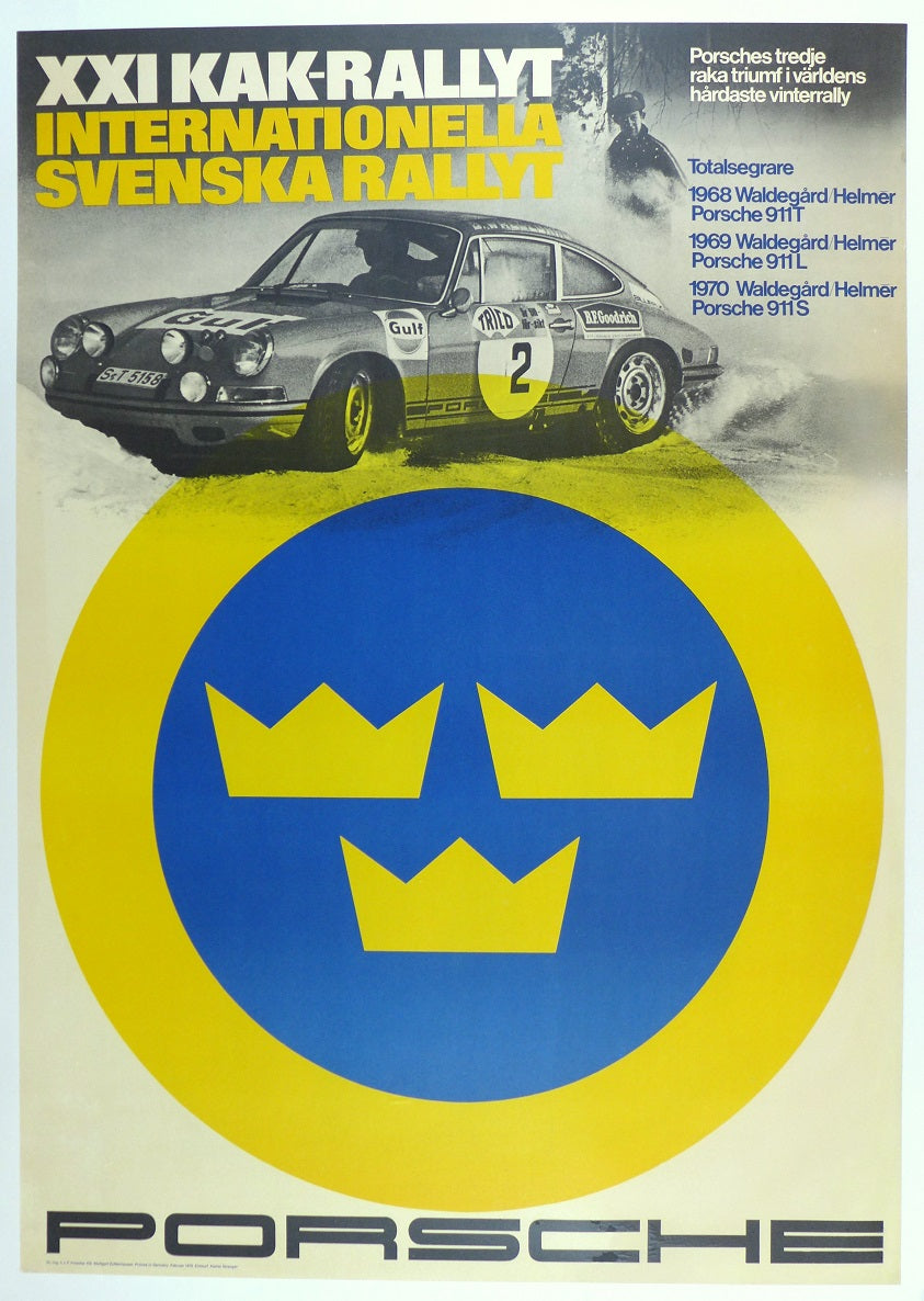 Svenska Rally T 1970 Porsche Poster