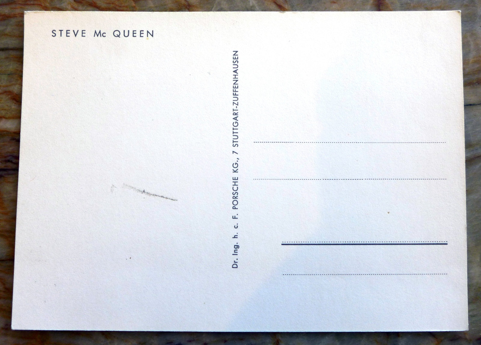 Steve McQueen Porsche Factory Driver Card