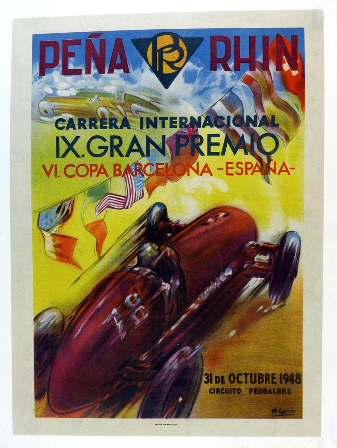1948 Penya Rhin 9th Grand Prix Poster