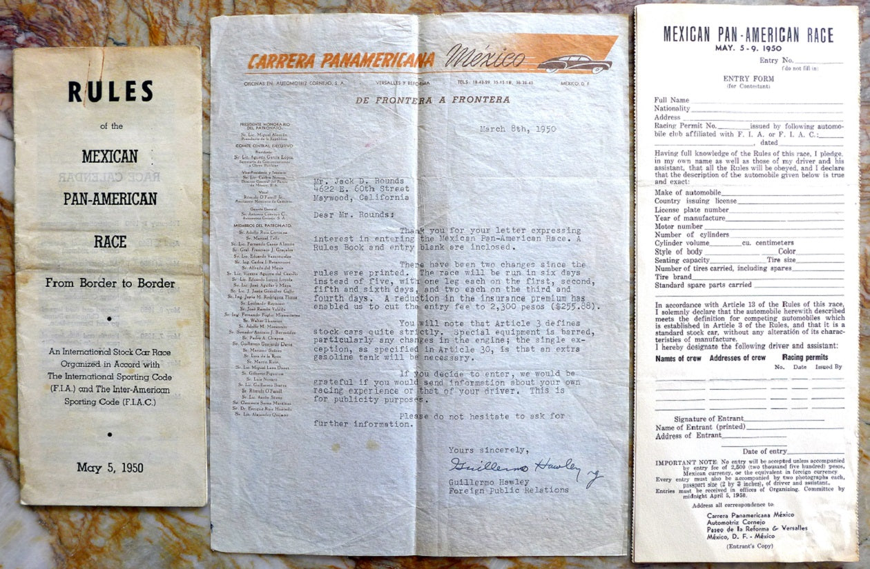 1950 Carrera Panamericana Rules