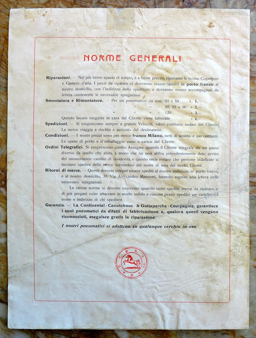 1906 Continental Tires Price List