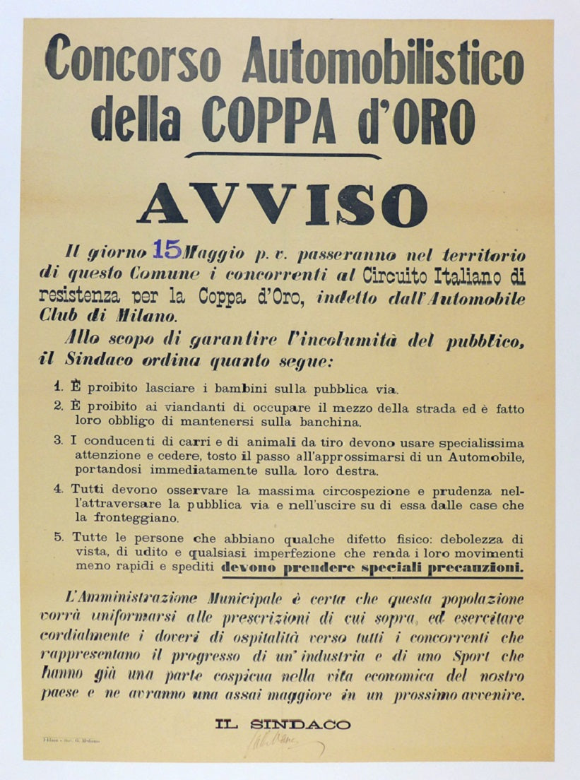 1906 Concorso della Coppa d'Oro Poster