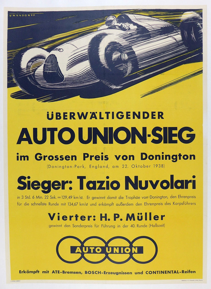 Auto Union Seig 1938 Poster