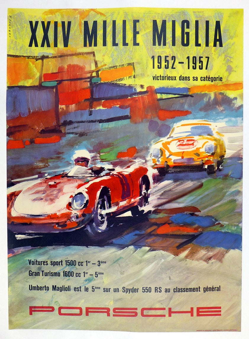 Porsche XXIV Mille Miglia 1952-1957 French Poster
