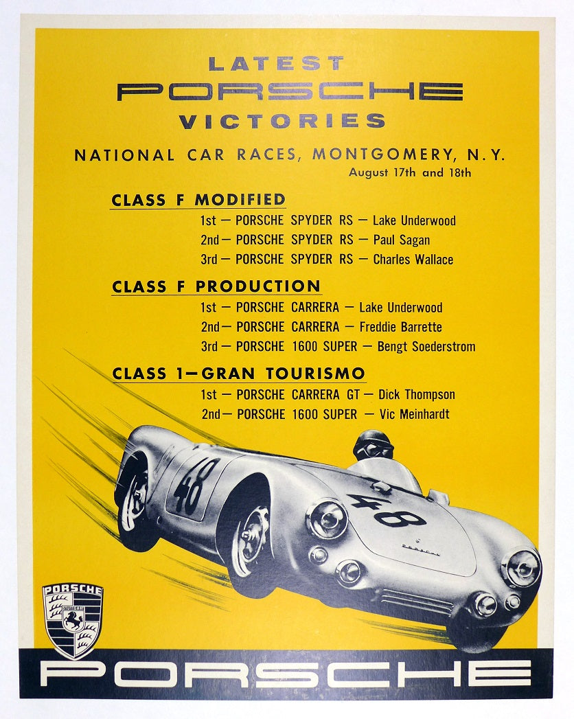 Porsche Latest Victory Poster ~ Montgomery, NY