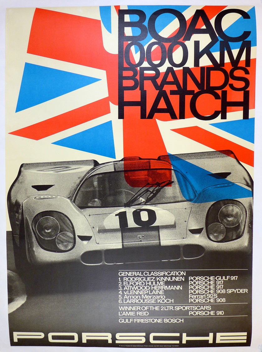 Porsche BOAC 1000 Km Brands Hatch 1970 Poster