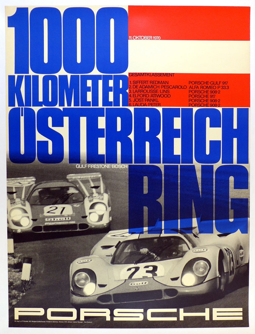 1000 Km Osterreich Ring Porsche Factory Poster