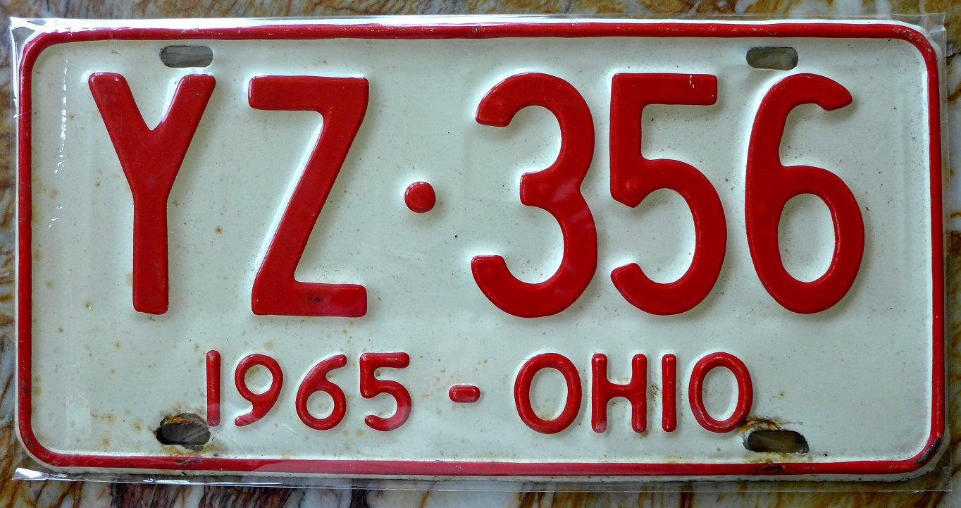Porsche Ohio YZ-356 Original License Plate
