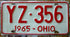 Porsche Ohio YZ-356 Original License Plate