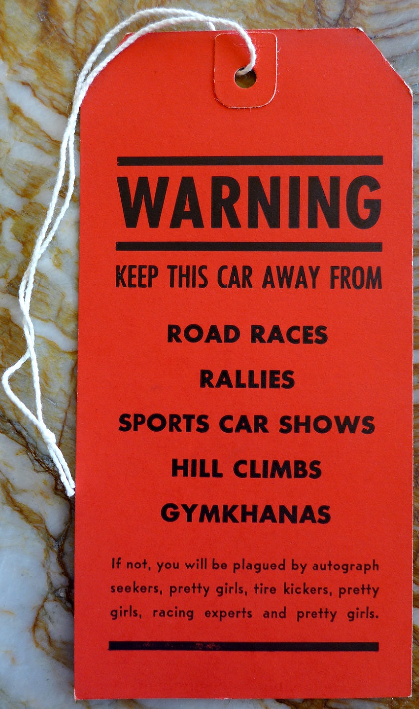 Shelby American "WARNING" hang tag