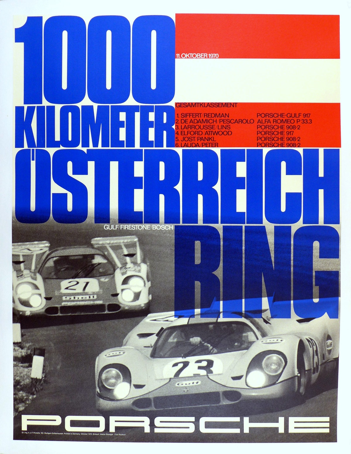 1000 Km Osterreich Ring Porsche Factory Poster