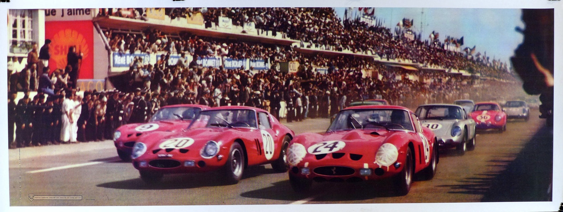 Le Mans 1963 start with Ferrari GTOs