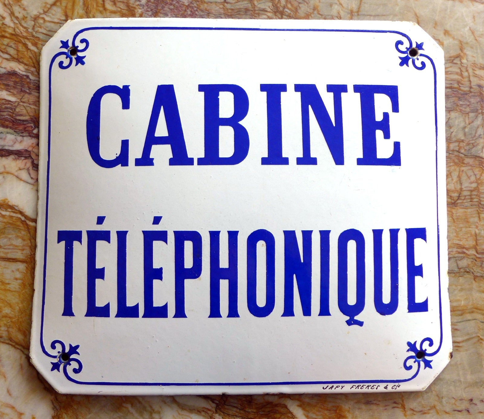 Cabine Telephonique enamel on steel sign