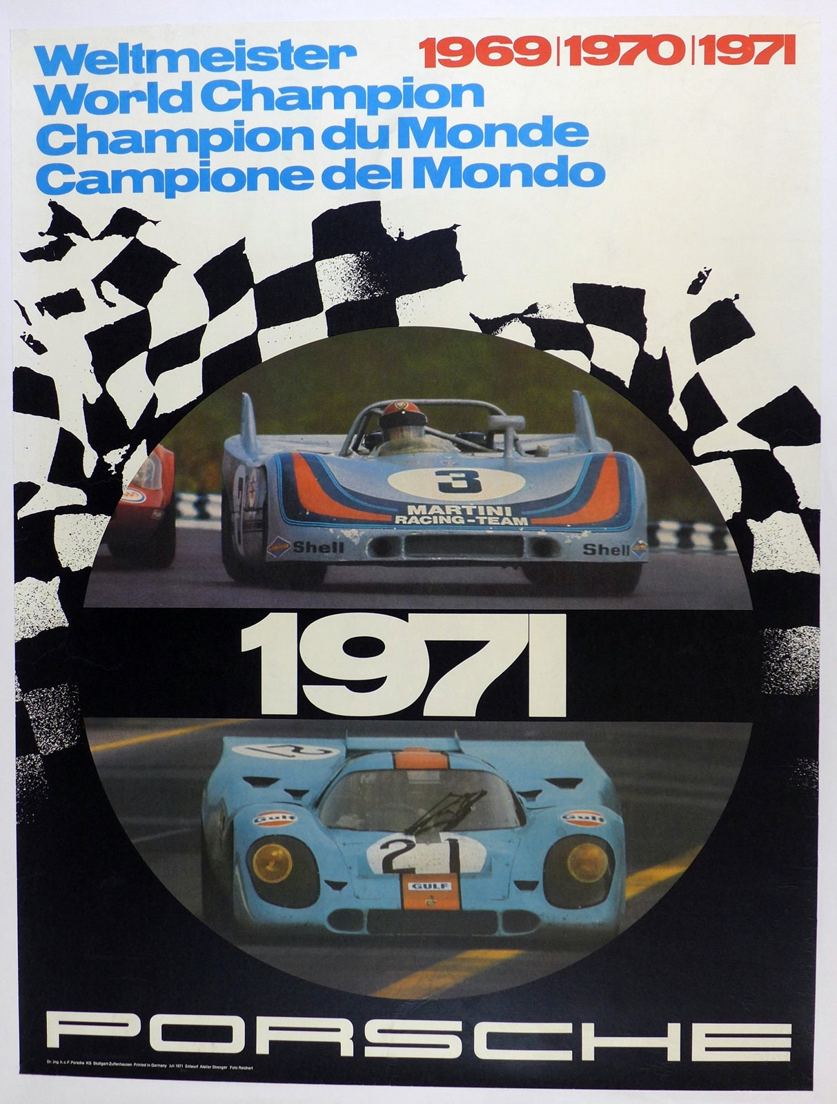 Porsche World Champion 1969, 1970, 1971 Poster