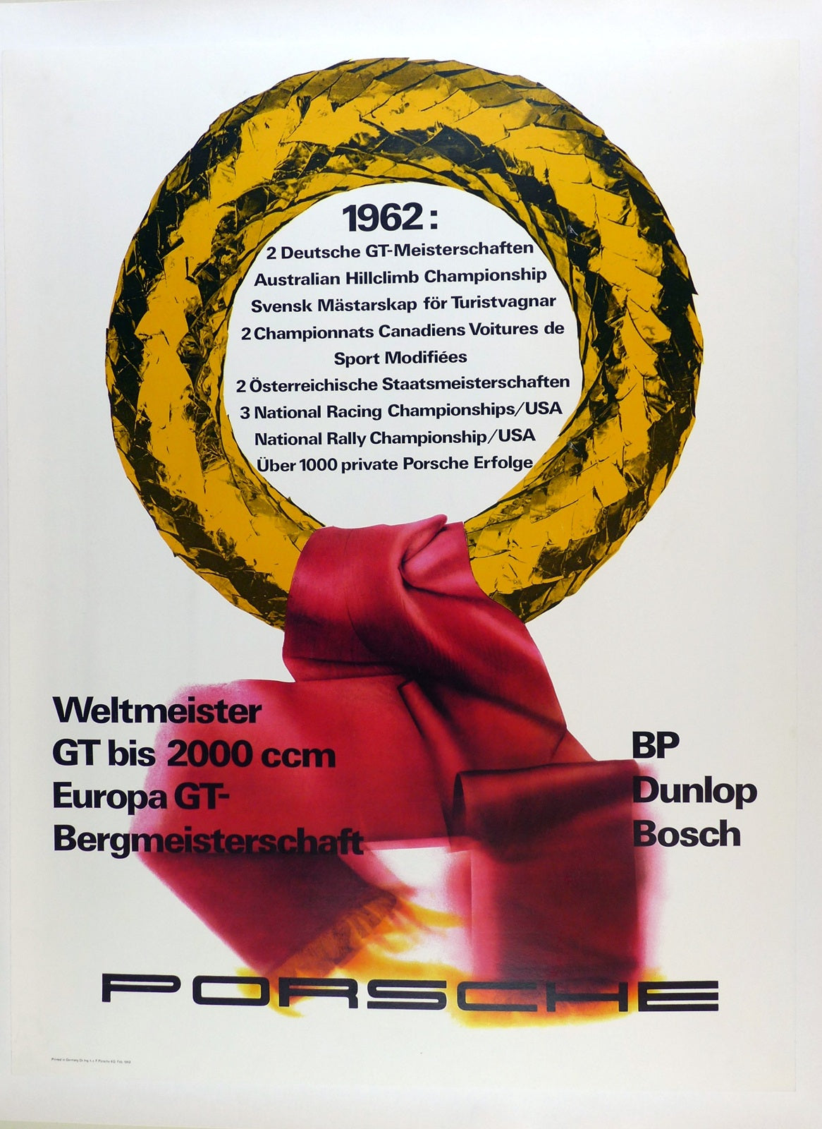 Porsche Weltmeister 1962 repro Poster