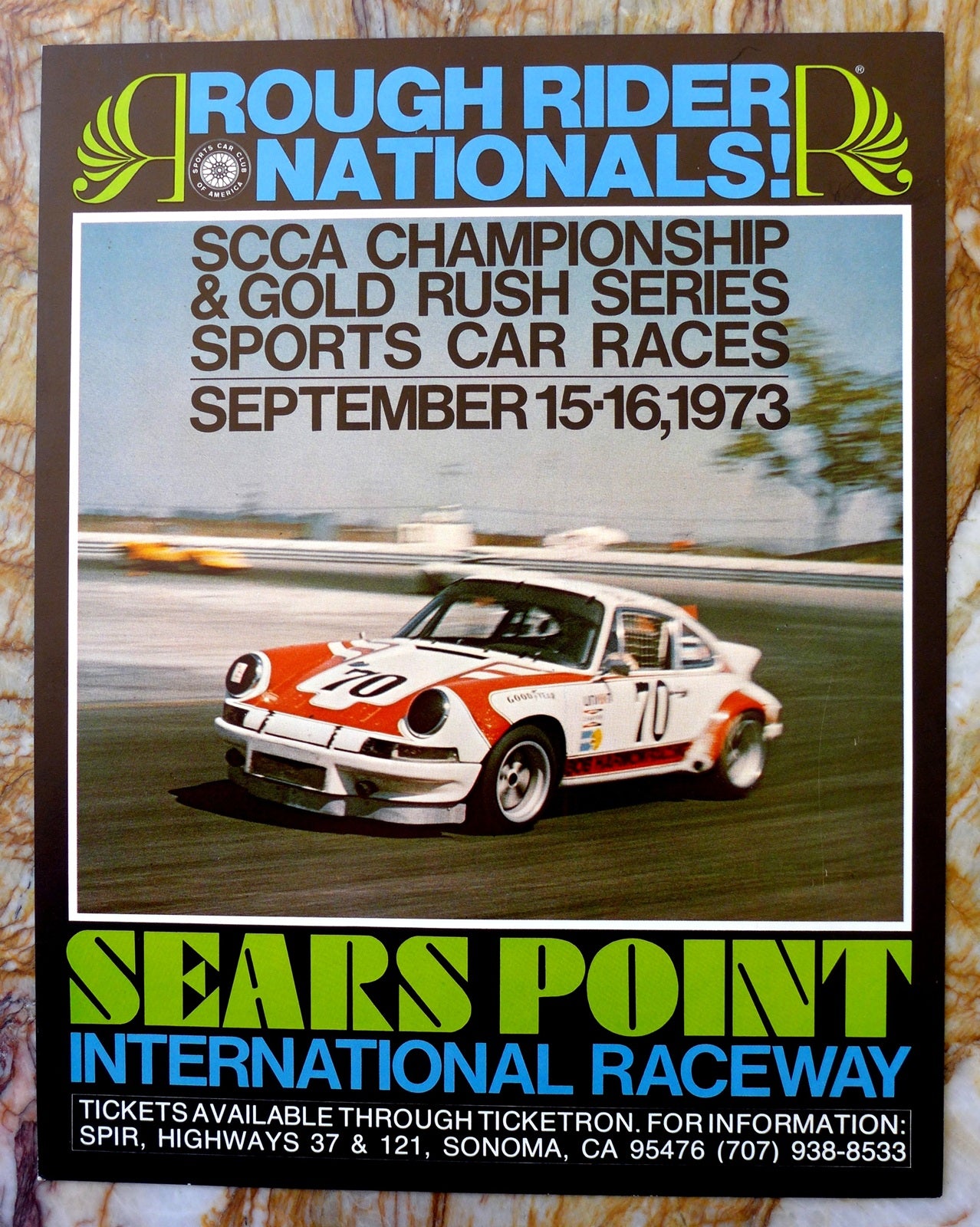 1973 SCCA Sears Point race event poster
