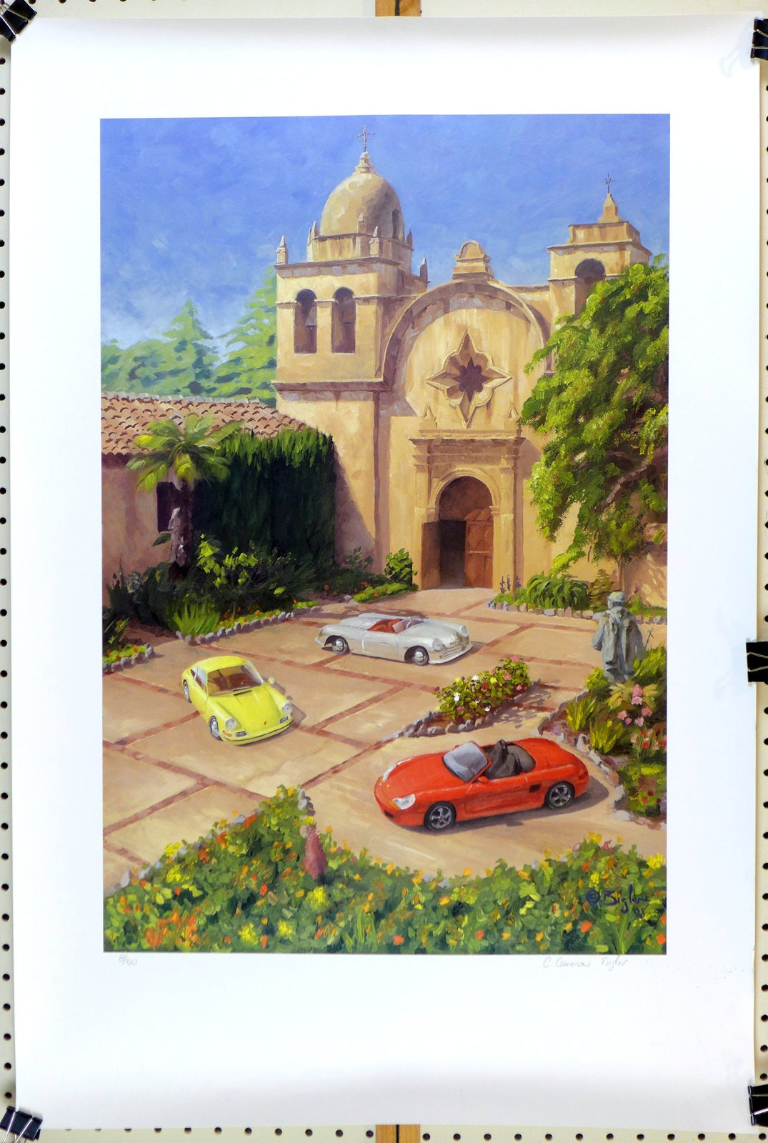 Porsche at Carmel Mission concours poster