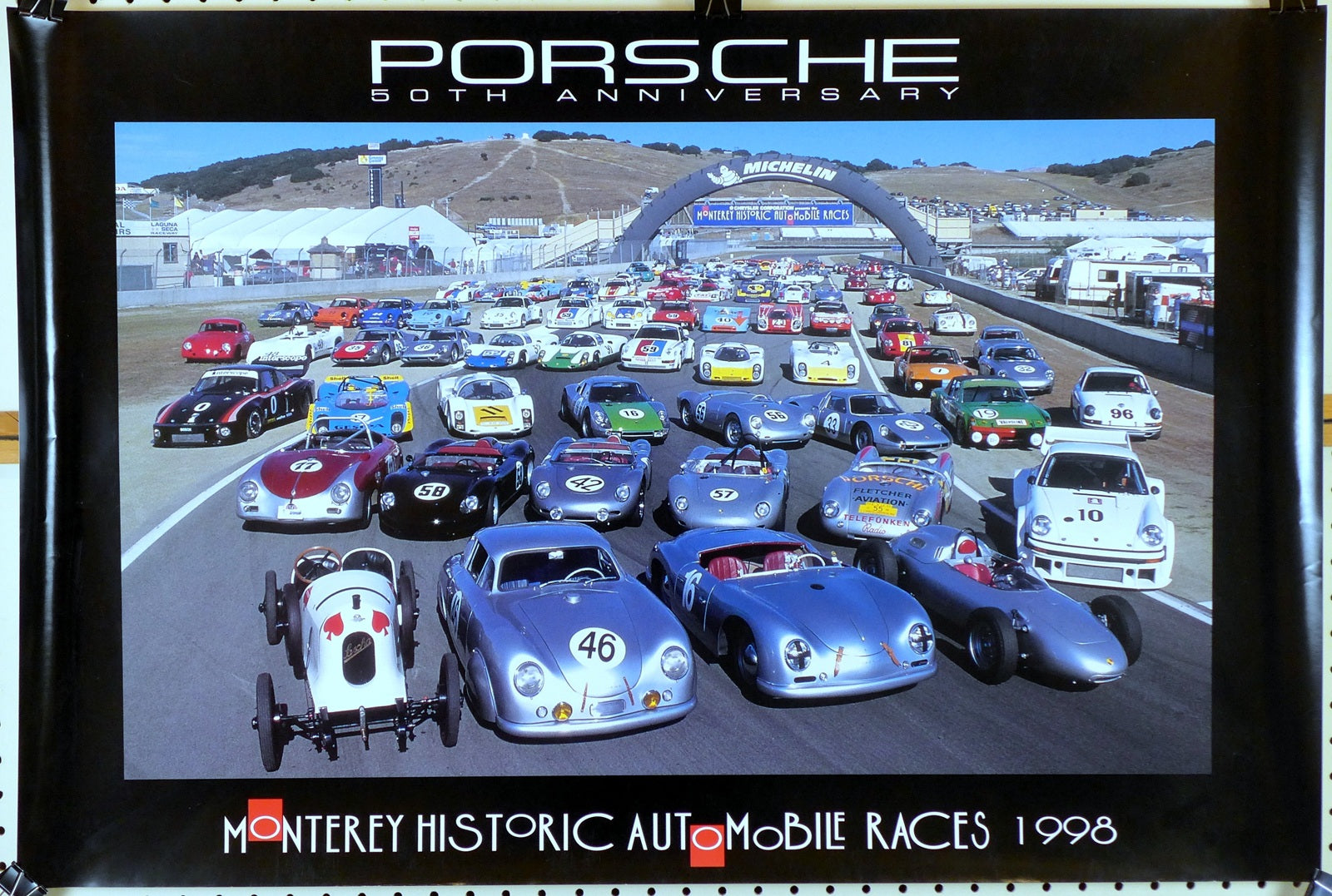 Porsche 50th Anniversary, 1998, at Monterey Historics event poster