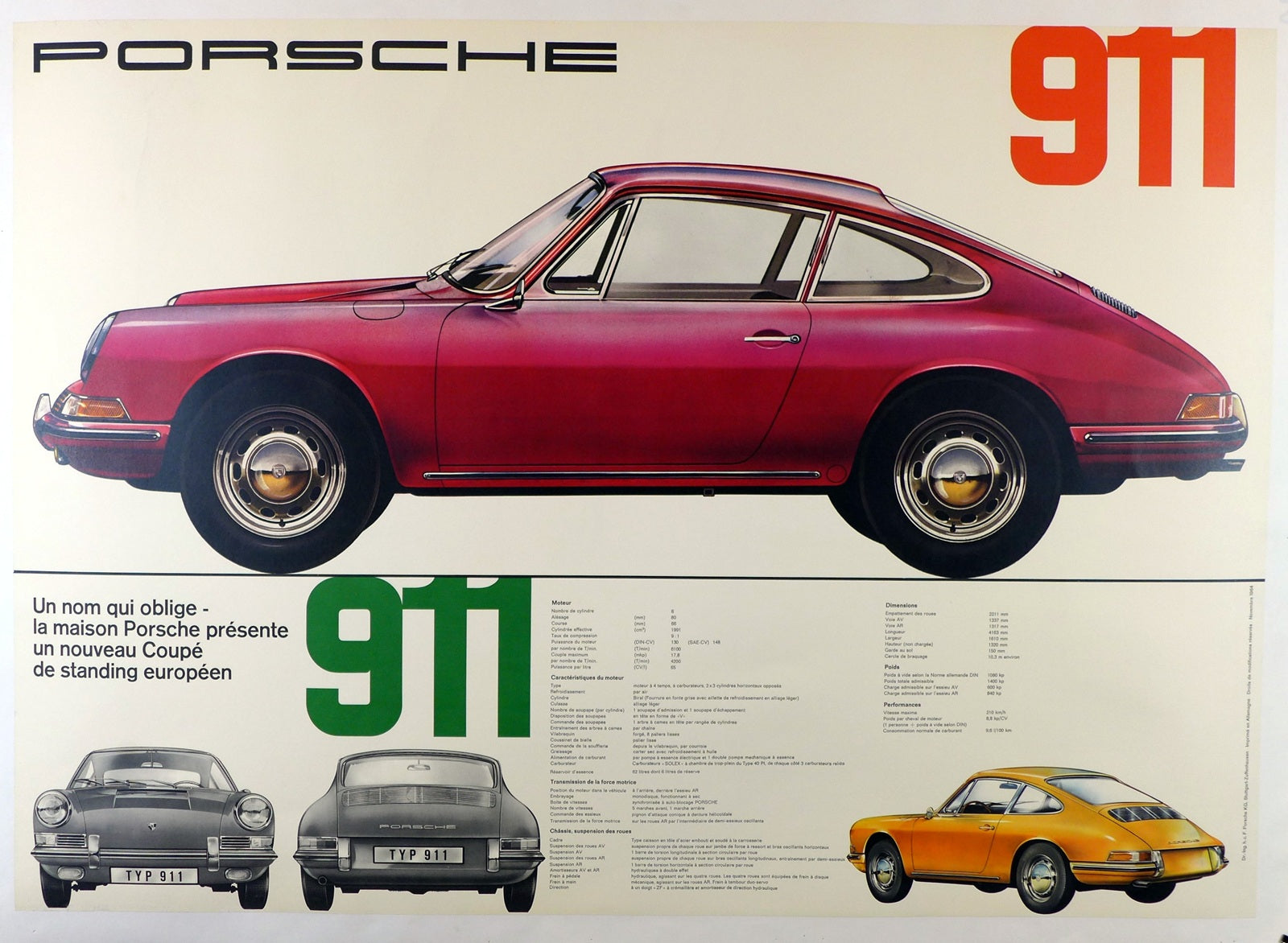 Porsche 911 Intro Showroom Poster - French