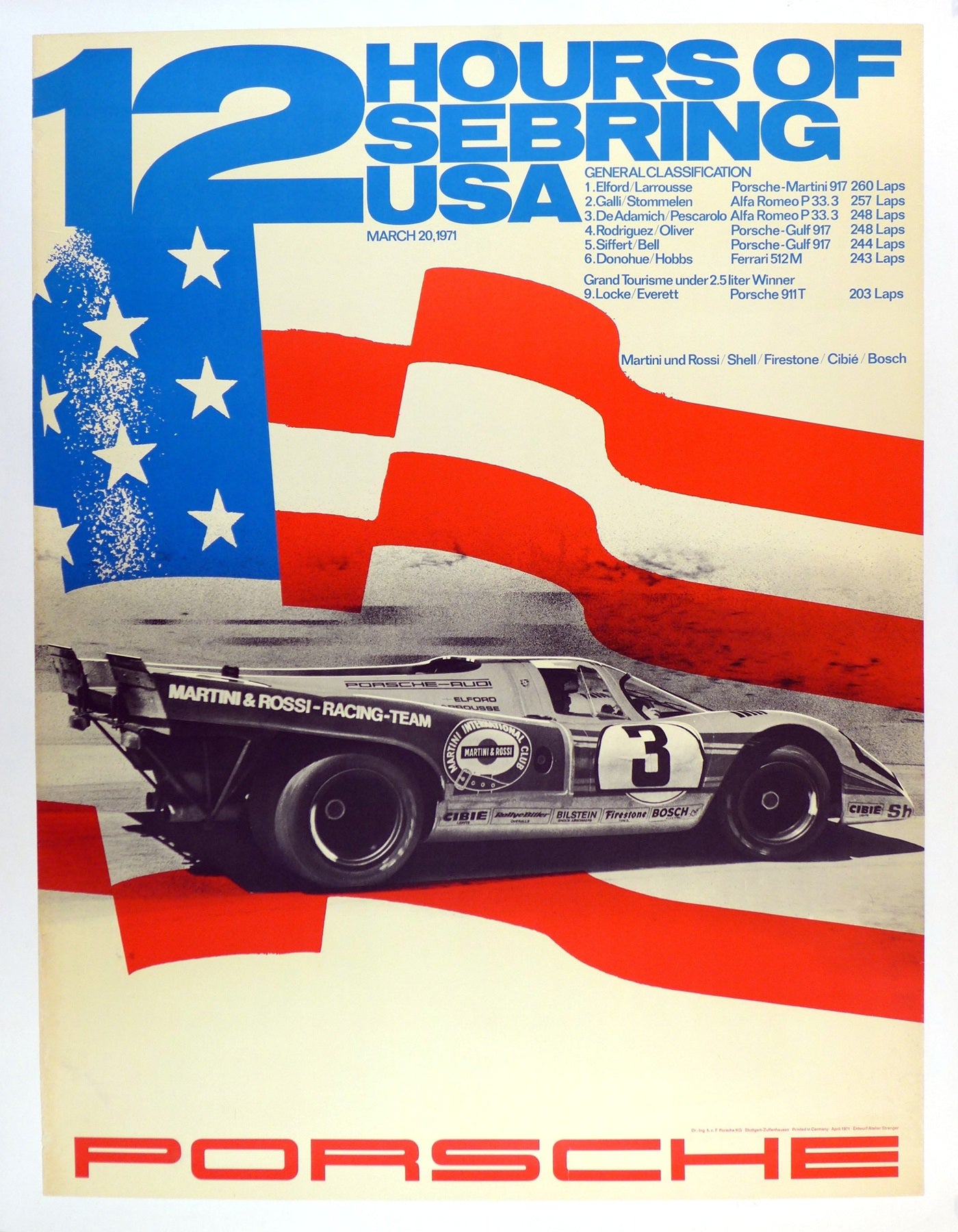 Porsche 12 Hours Sebring 1971 Poster