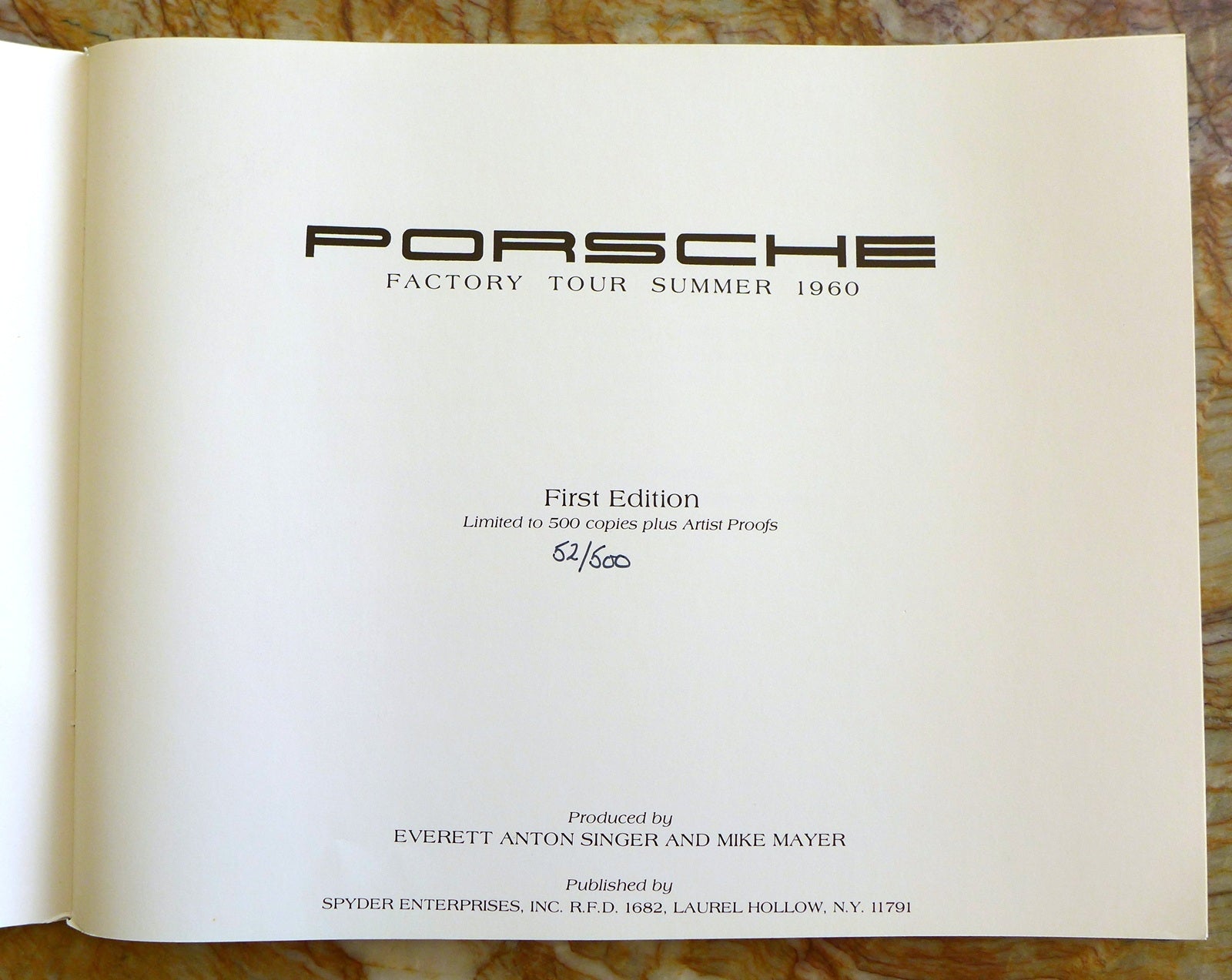 Porsche Factory Tour ~ Summer 1960  1st Edition #52/500