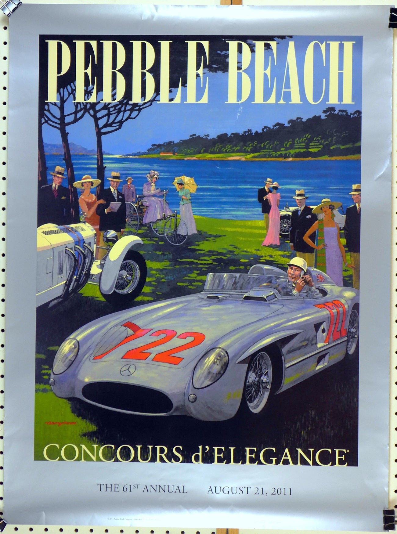 Pebble Beach Concours 2011 original poster ~ Mercedes Benz 300 SLR