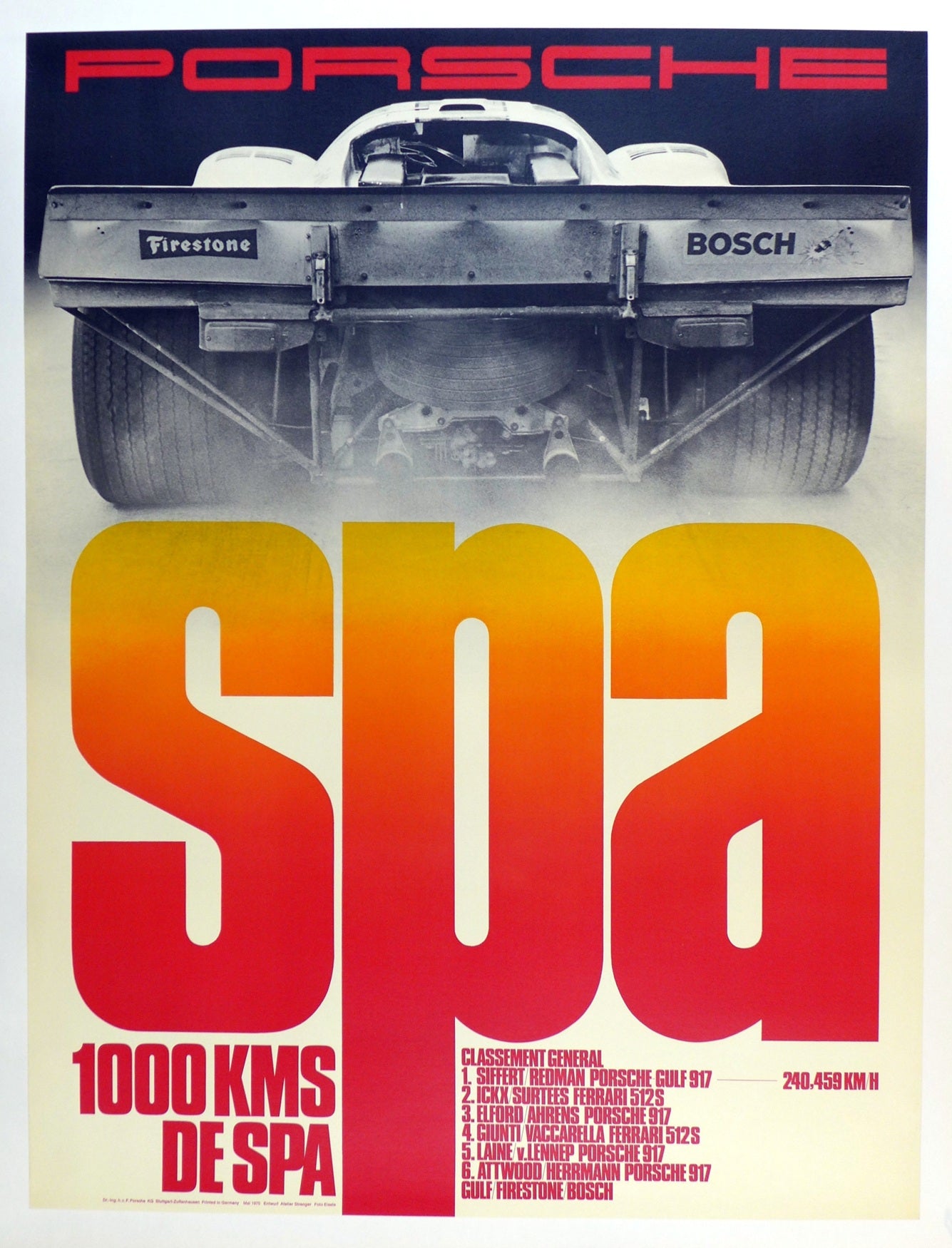 Porsche Spa 1970 Poster