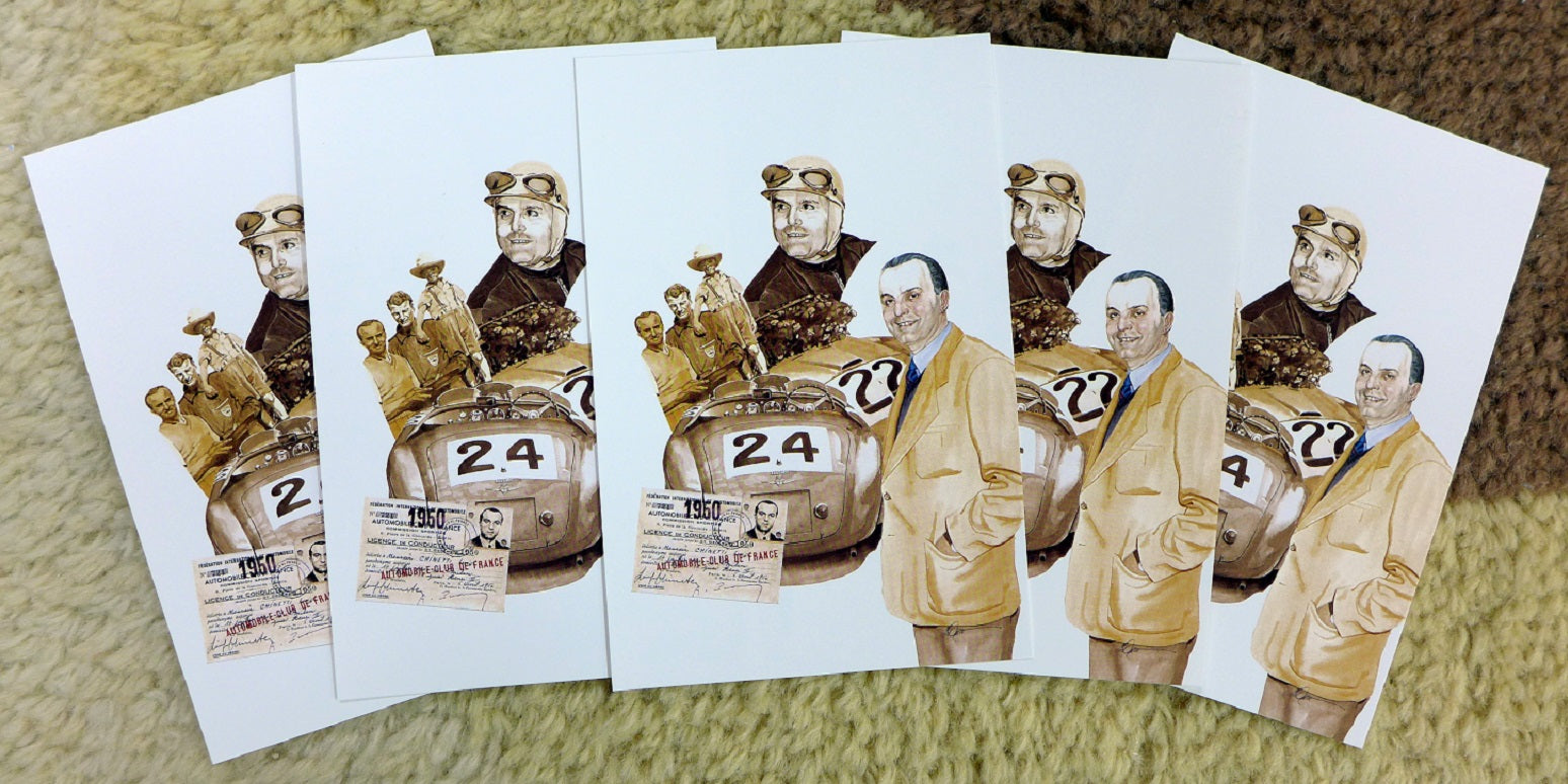 Luigi Chinetti Sr. & Le Mans 1950 166 Barchetta Postcards