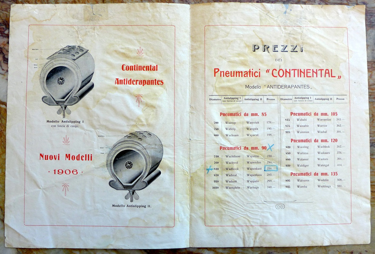 1906 Continental Tires Price List