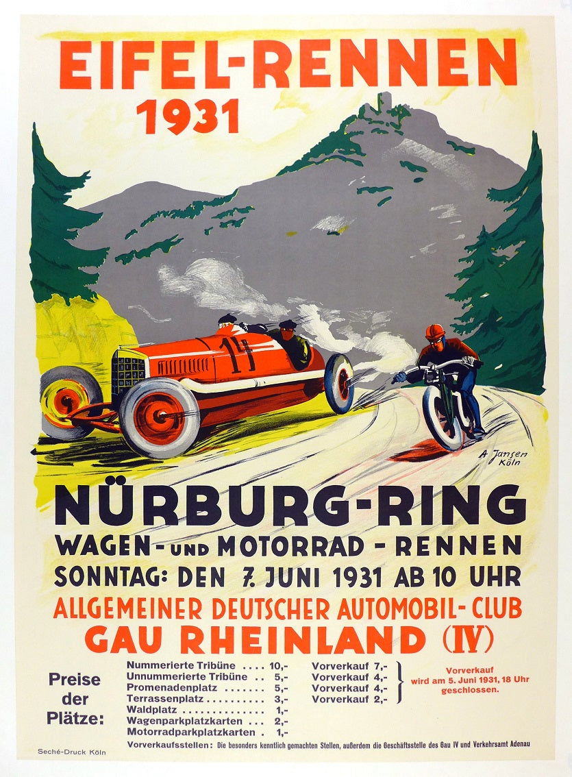1931 Eifel Rennen ~ Nurburgring Poster