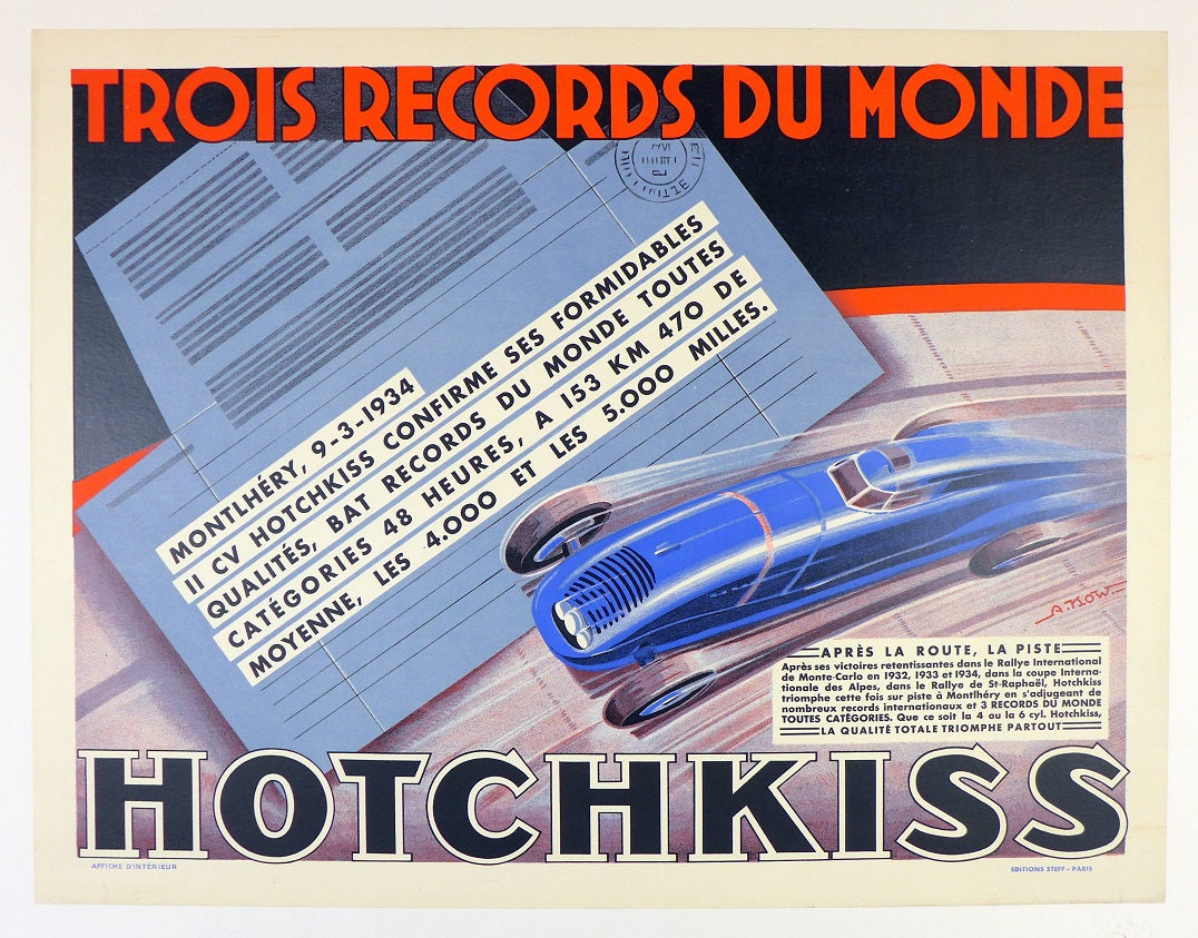 1934 Hotchkiss 3 World Records Poster
