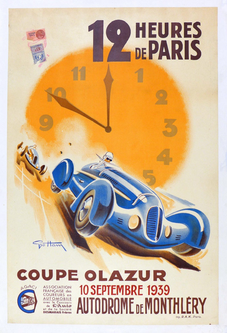 1939 12 Hours of Paris Poster