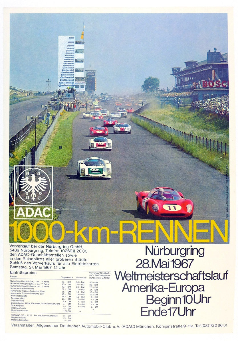 1967 1000 Km Nurburgring Race Poster