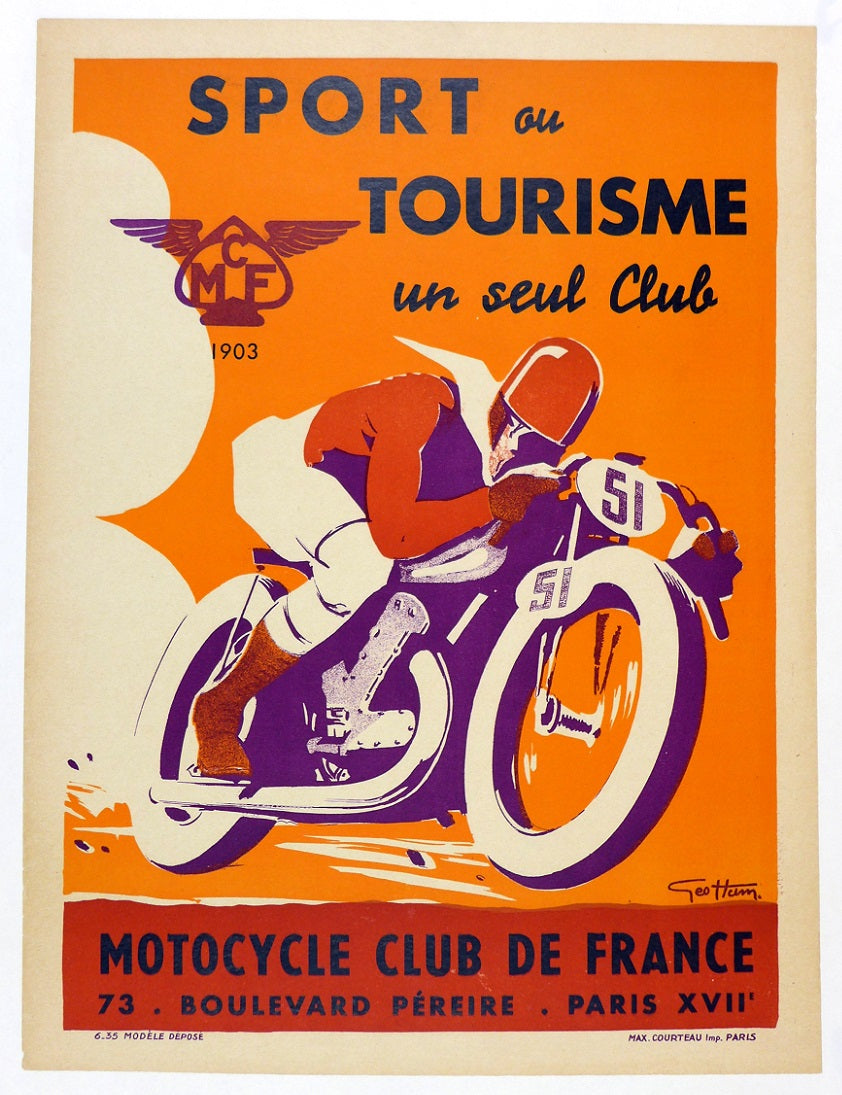 1935 Motorcycle Club of France Poster
