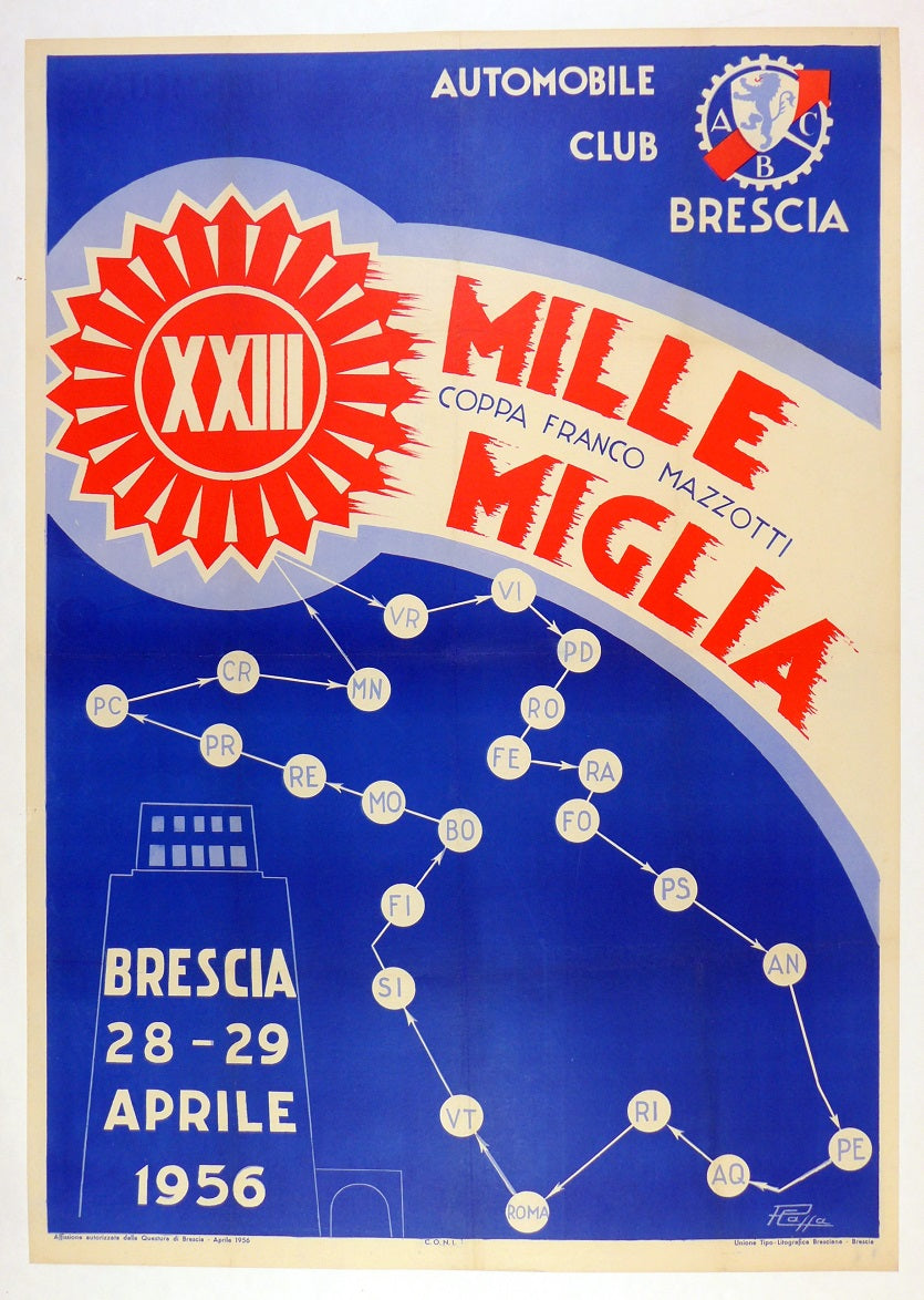 1956 Mille Miglia Official Event Poster