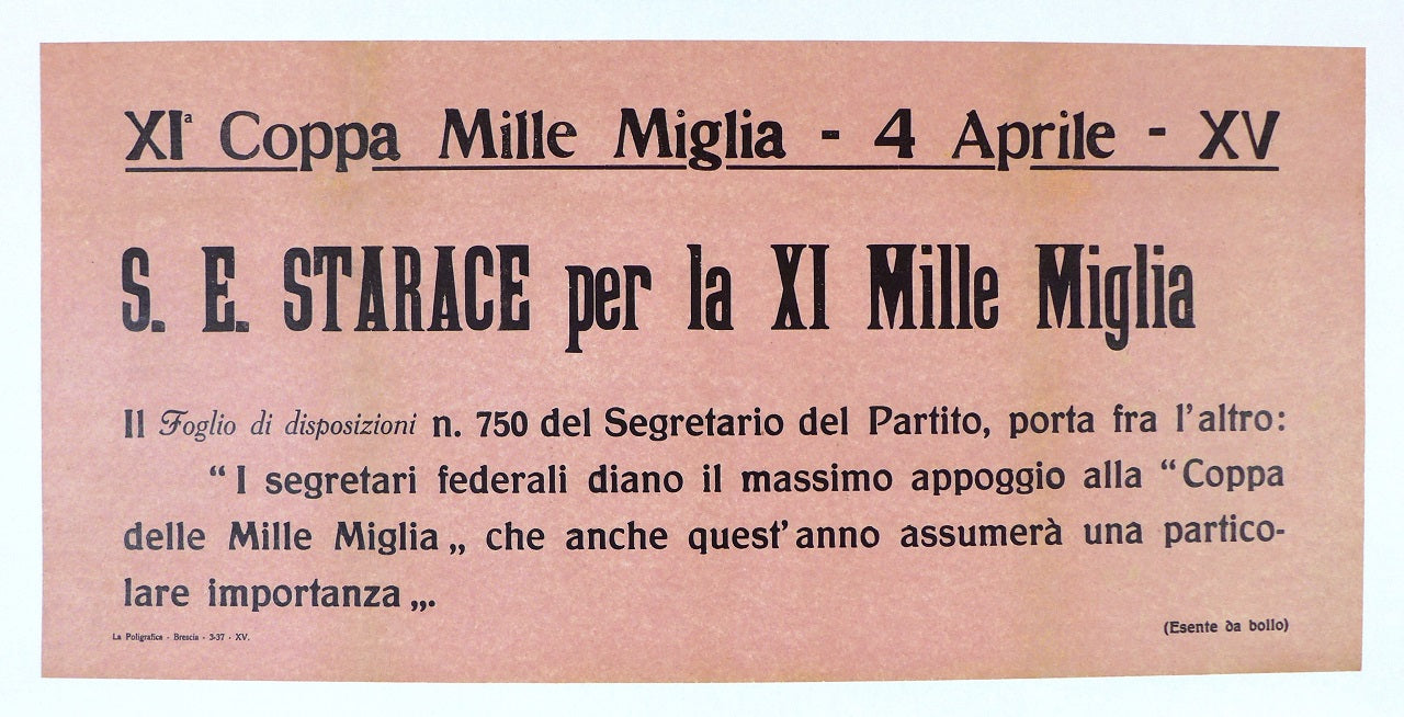 1937 Mille MIglia Kiosk Poster