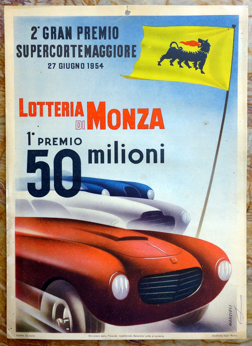 1954 Lotteria di Monza Window Card
