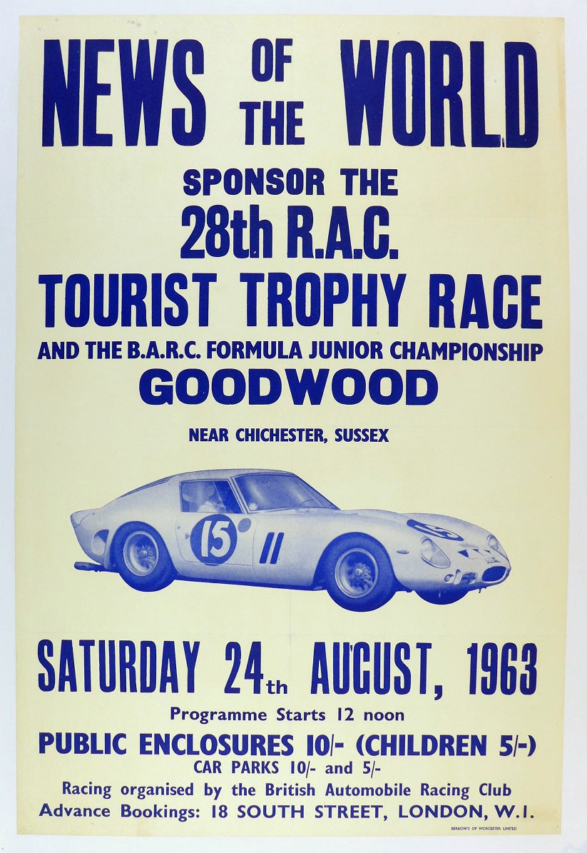 1963 Tourist Trophy Event Poster ~ 250 GTO