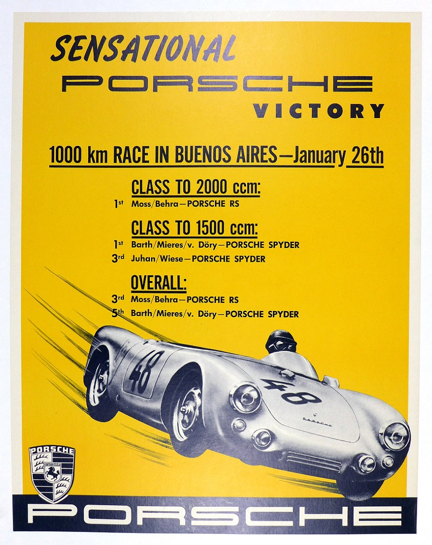 Porsche Sensational Victory Buenos Aires 1958 Poster