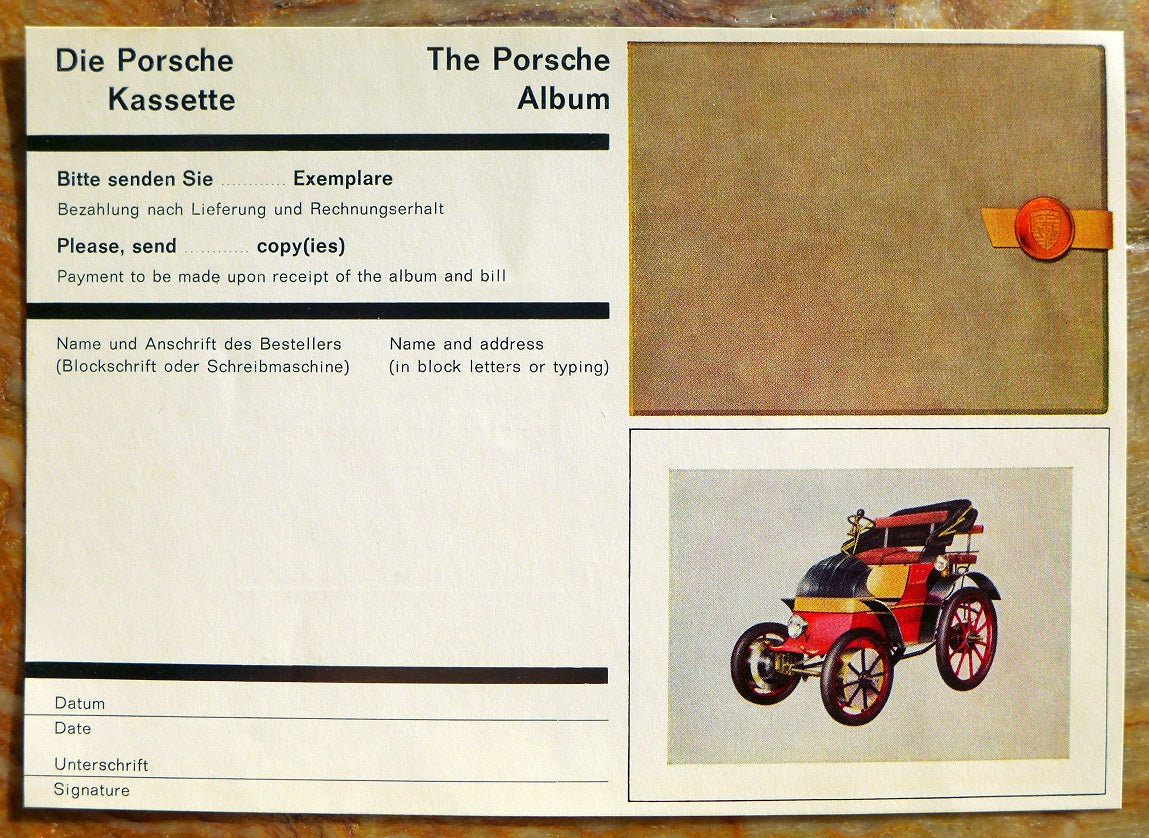 Porsche Kassette Order Card