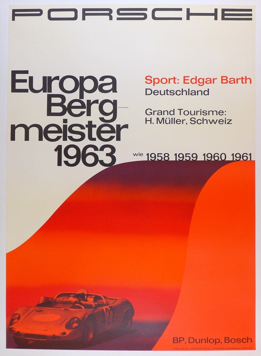 Porsche Europa Bergmeister 1963 Poster