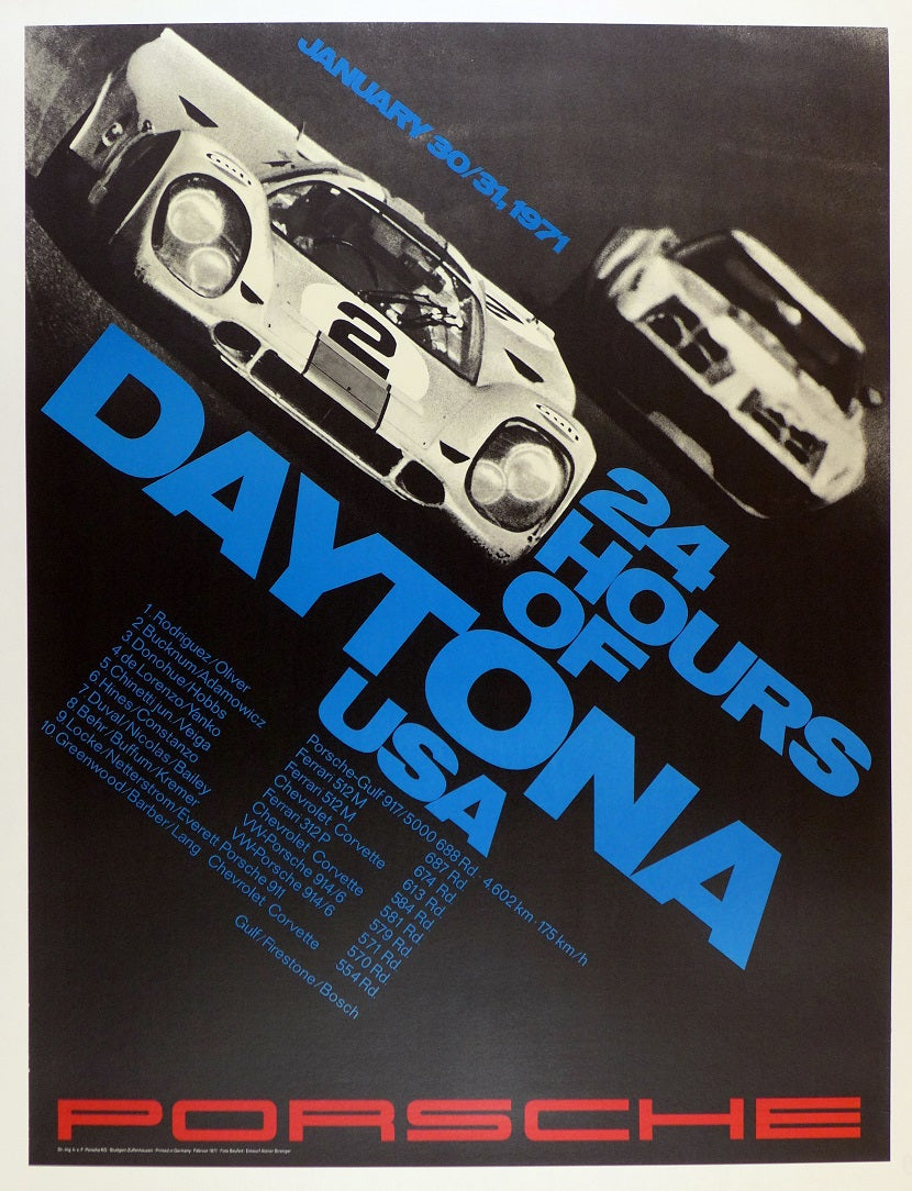 Porsche 24 Hours of Daytona 1971 Poster