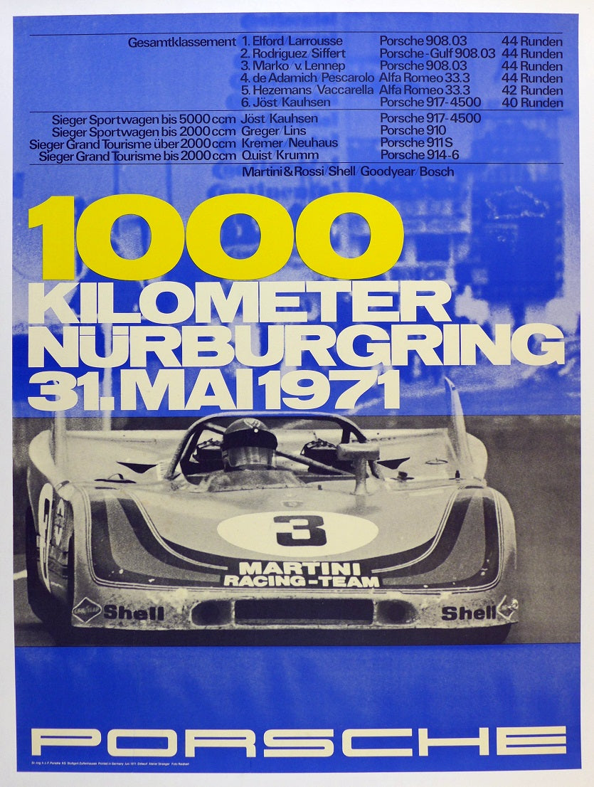 Porsche 1000 Km Nurburgring 1971 Poster