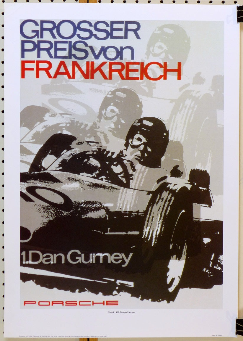 Porsche 1962 French Grand Prix Gurney F-1 Reprint Poster
