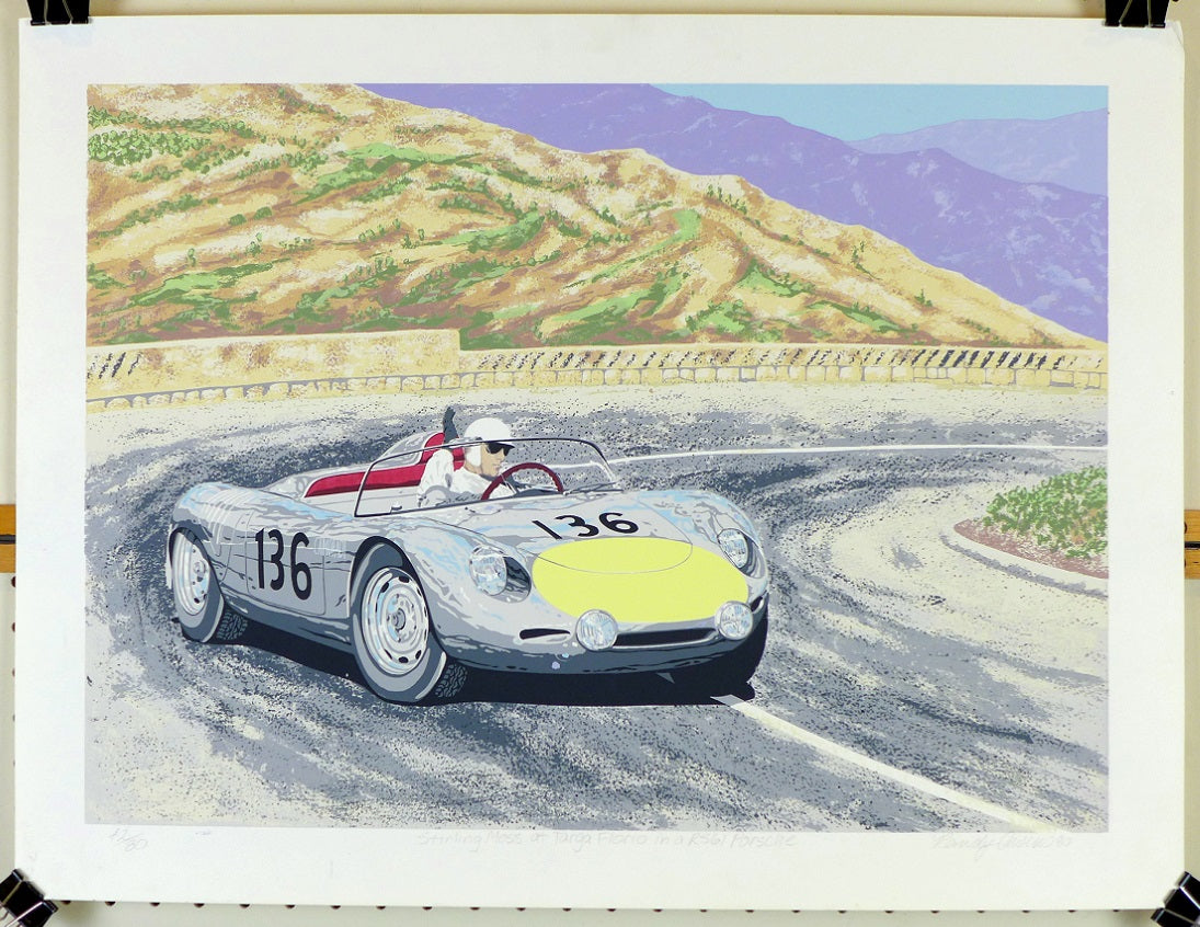 Porsche Stirling Moss at Targa Florio Serigraph by Randy Owens
