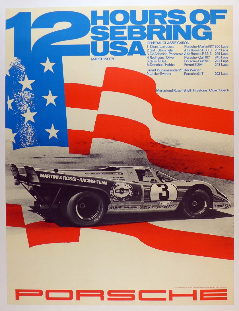 Porsche 12 Hours Sebring 1971 Poster